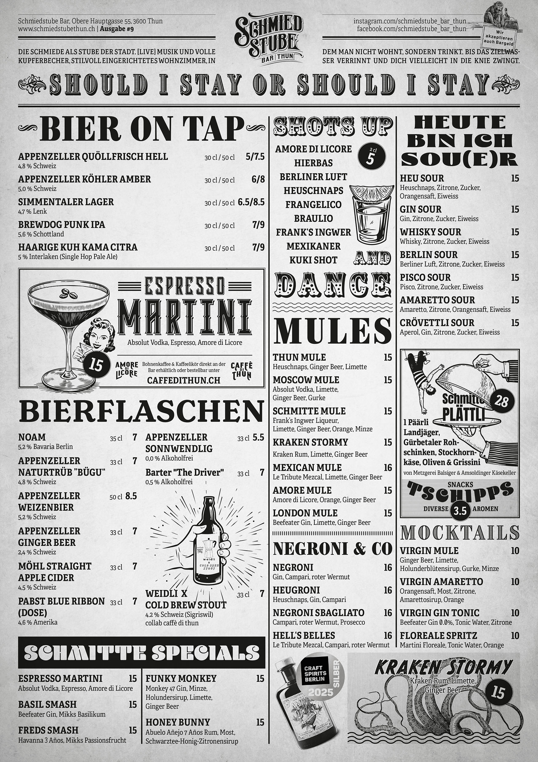 Barkarte von der Schmiedstube Thun